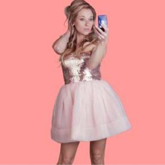 Betsey Johnson Dresses & Skirts - Betsey Johnson Pink and Gold Sequin Mini Dress